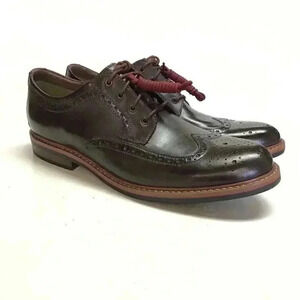 Bostonian Wingtip Mens 13D Oxford Dress Shoes Burgundy Leather Extra Laces NEW